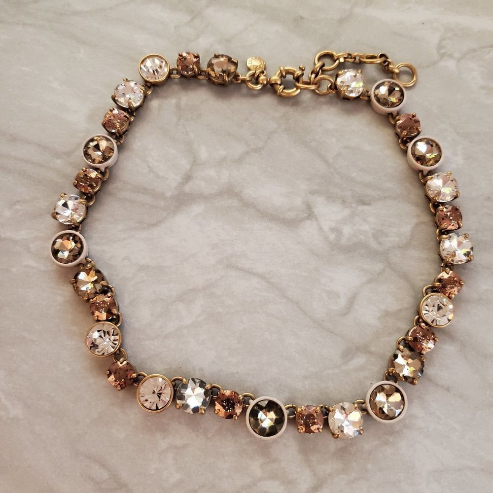 ✨ RARE HTF J.Crew Brulee Mercury Glass Rhinestone Crystal Statement Necklace ✨ - Picture 1 of 15